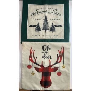 Christmas Pillow Covers X2 (17x17 Inches)- No Stuffing- Farmhouse Country NWOT‎